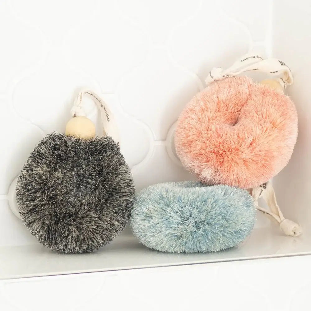 Spa Shower Puff Body Brushes - Handmade - All Natural: Pink