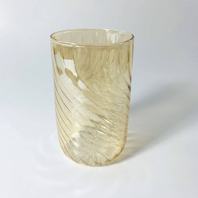 Blown Glass Stemless Glass: Iridescent Amber