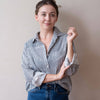 Pali Top- Stripes Navy in Double Cotton Gauze