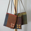 Edith Handcrafted Crossbody: Brown & Blue - Yellow & Red Embroidery