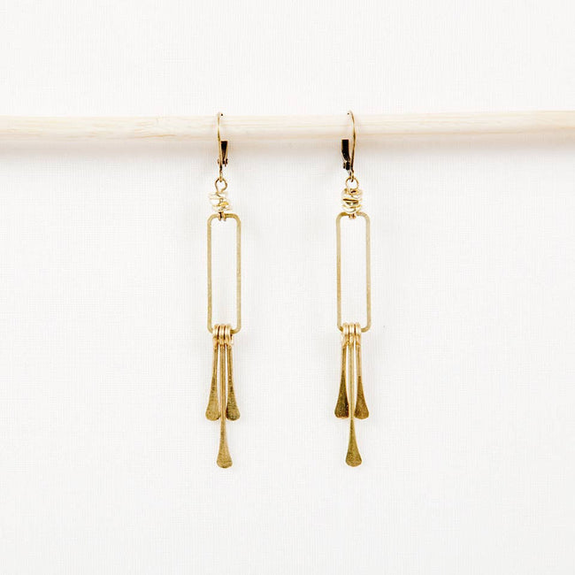 Rectangle Dangle Fringe Earrings