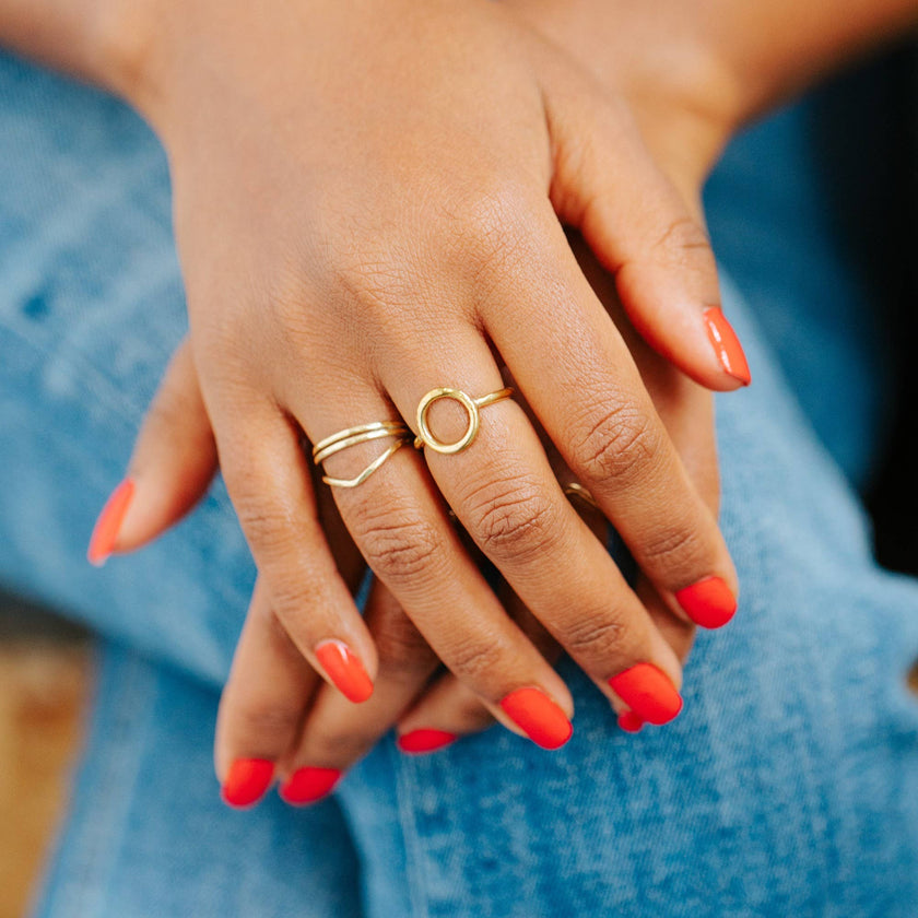 Delicate Thin Brass Wire Wrap Band Ring