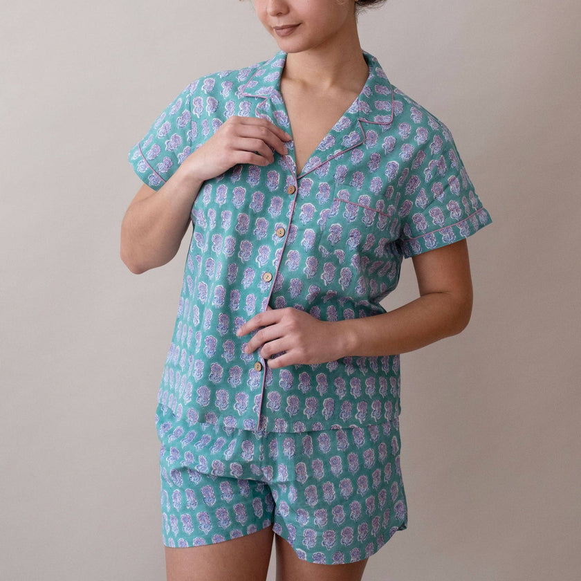 Short Sleeve/Shorts Pajama Set- Malin Clover