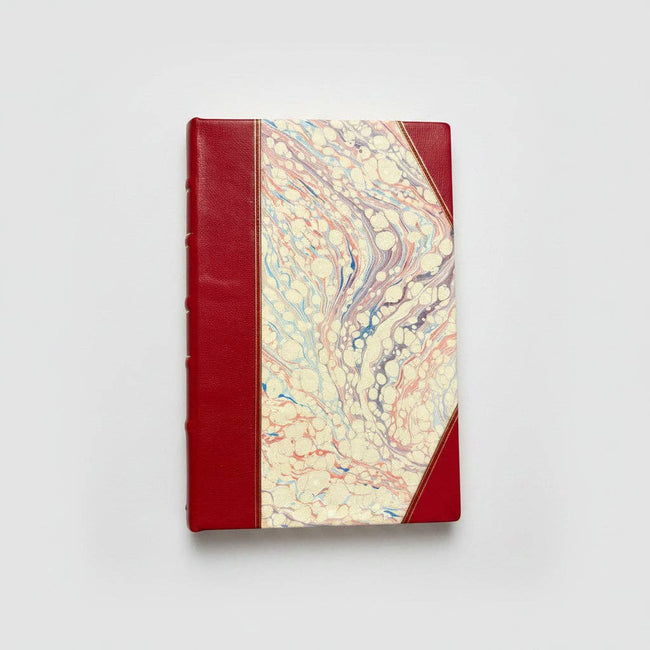 Handcrafted Marbled Paper Journal - Red