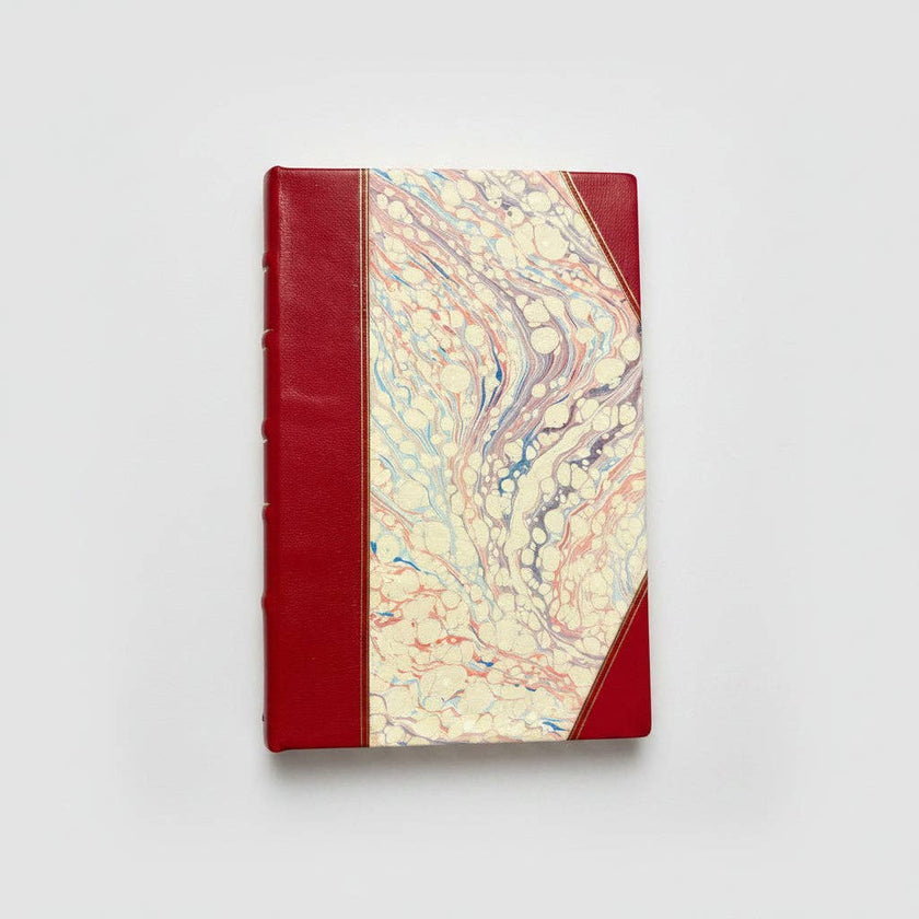 Handcrafted Marbled Paper Journal - Red