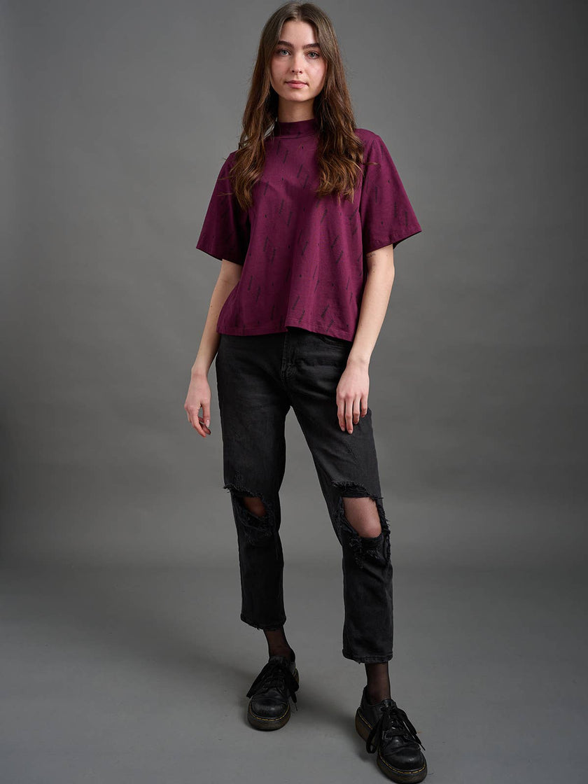 Eve Top Diamond Vine Dark Purple: L