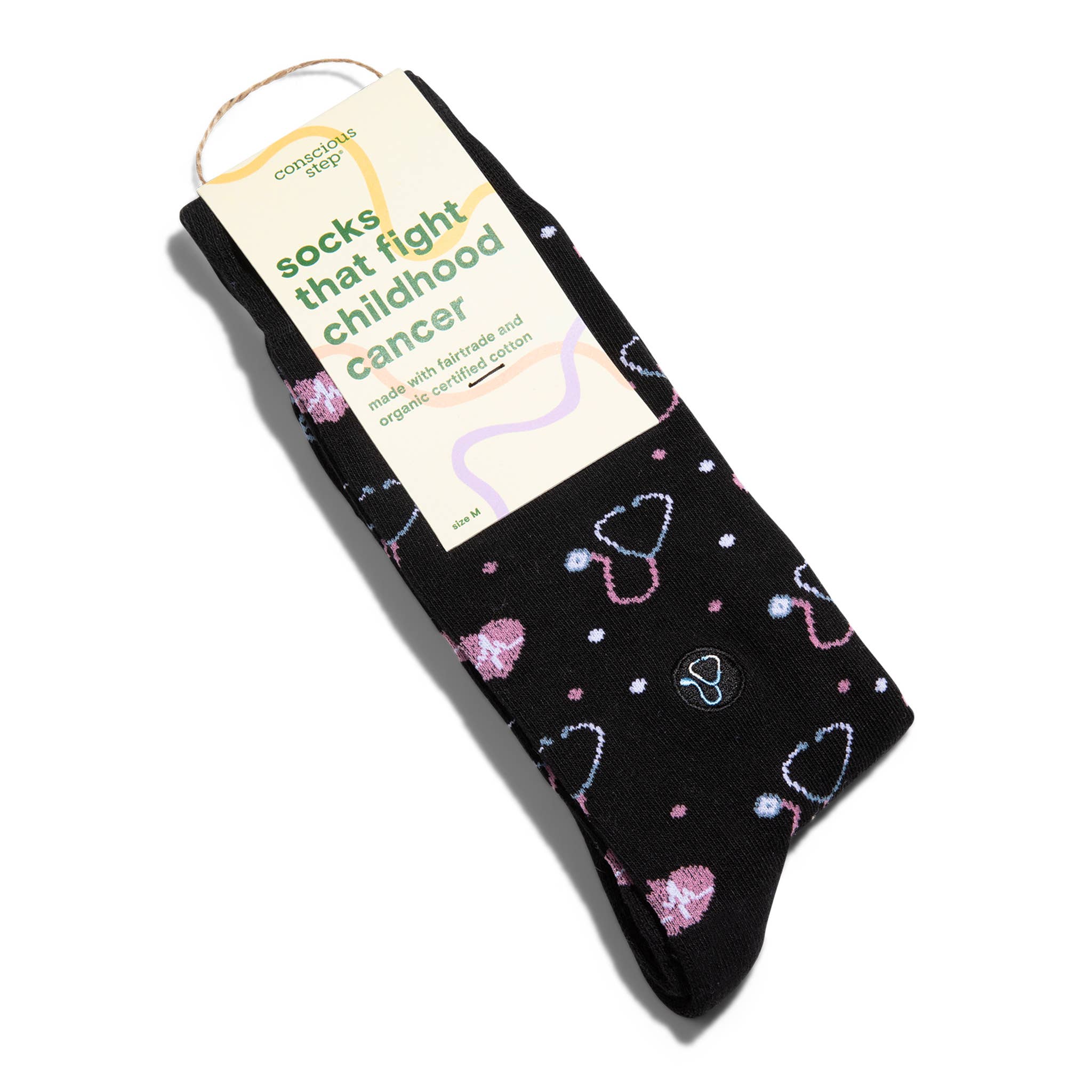 Socks that Fight Childhood Cancer: Black Stethoscopes