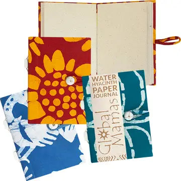 Journal - Small: Water Hyacinth Natural Paper - Assorted Batik